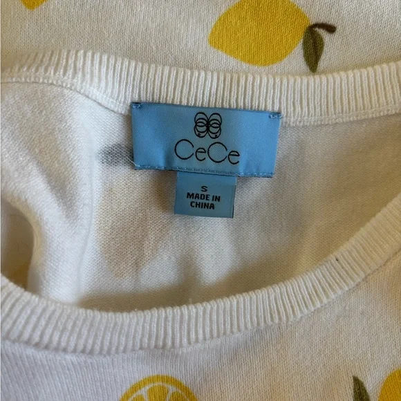 CECE Lemon Print Short Sleeve Sweater - Picture 5 of 10